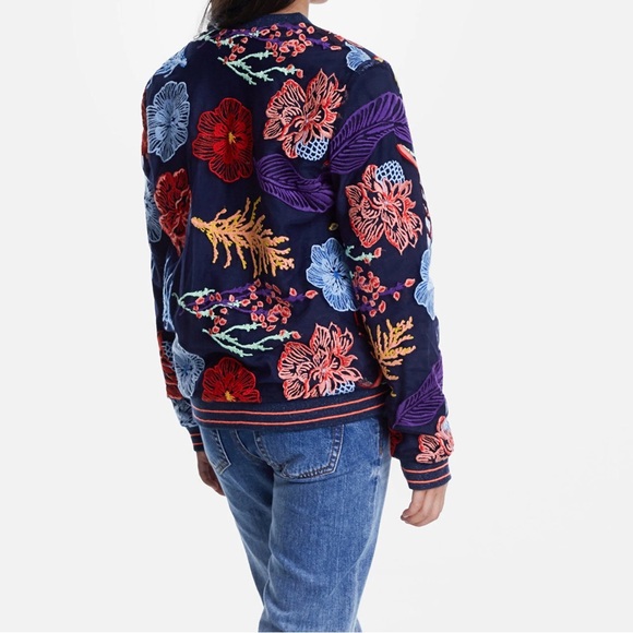 DESIGUAL BLUE FLORAL BOMBER - Picture 2 of 16